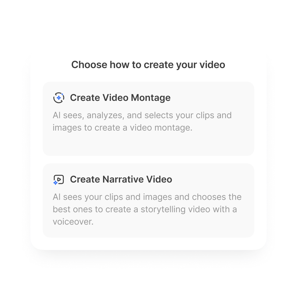Choose Advanced Editing or AI montage/narrative to assemble a UGC product review video in Visla